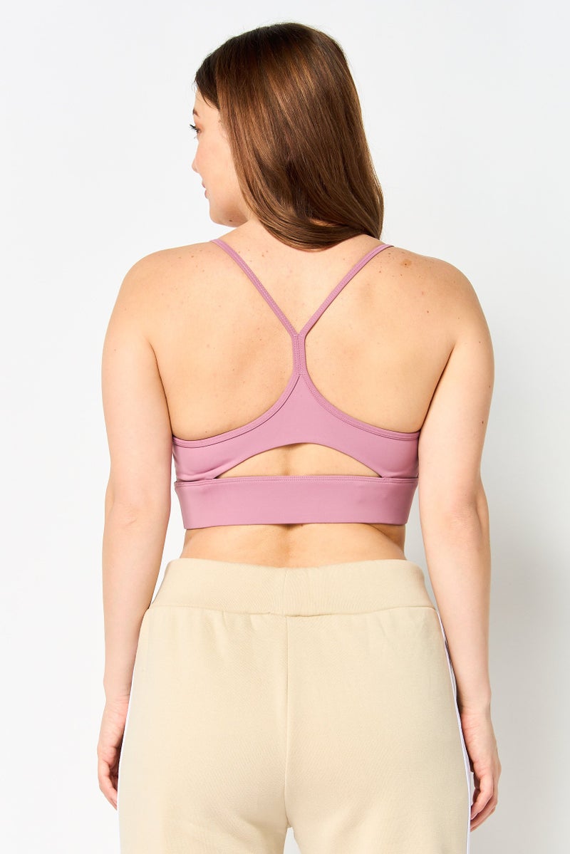 Reebok Women Brand Logo Lightly Padded Sports Bra, Mauve - Image 4